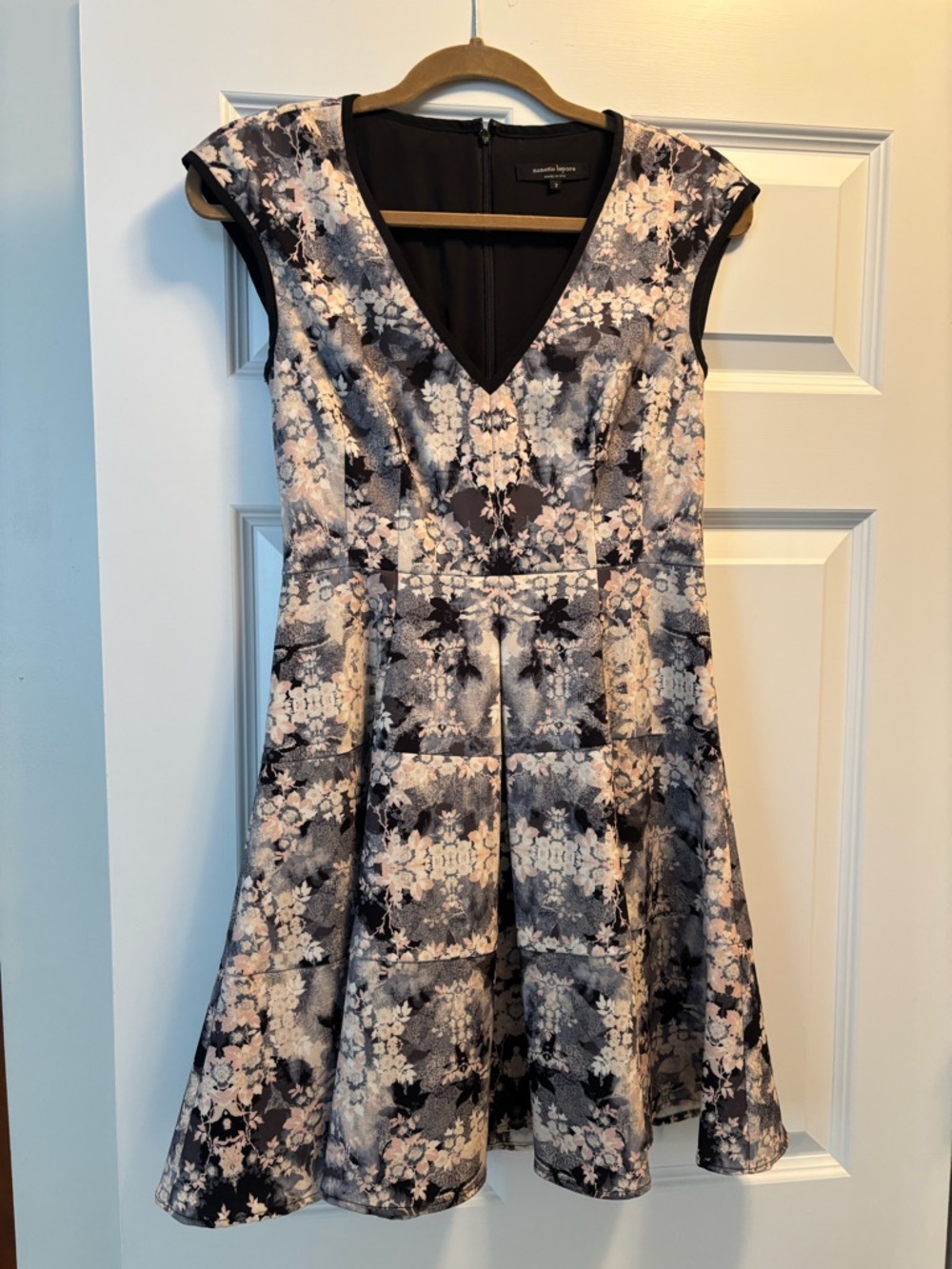 Nanette Lepore Gray, Pink Blush and Cream Floral Print Dress